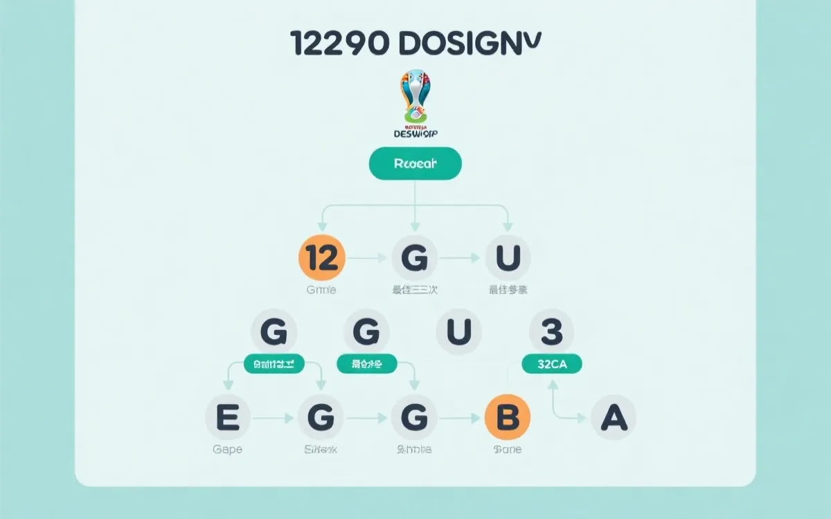 12个小组与最佳第三晋级路径示意图，简洁扁平信息设计